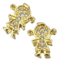 Brass Slide Charm, Girl, plated, fashion jewelry & DIY & for woman & with cubic zirconia, golden Approx 