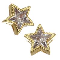 Brass Slide Charm, Star, plated, fashion jewelry & DIY & for woman & with cubic zirconia, golden Approx 