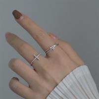 Brass Cuff Finger Ring, with Cubic Zirconia, platinum color plated, fashion jewelry & for woman 