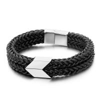 Men Bracelet, Titanium Steel, with Faux Leather, plated, for man 