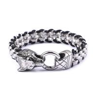 Men Bracelet, Titanium Steel, with Faux Leather, plated, for man, 18mm 