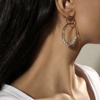 Zinc Alloy Drop Earring, with Plastic Pearl, plated, fashion jewelry & for woman 
