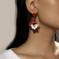 Boucles d'oreilles de Noël, alliage de zinc, avec émail, le père noël, Placage, bijoux de mode & pour femme Vendu par paire