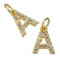 Cubic Zirconia Micro Pave Brass Pendant, Letter A, plated, fashion jewelry & DIY & for woman & with cubic zirconia, golden Approx 2.5mm 