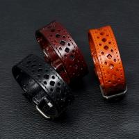 Men Bracelet, Faux Leather, with Zinc Alloy, plated, hardwearing & Adjustable & fashion jewelry & for man & hollow 