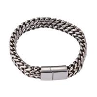 Men Bracelet, 316L Stainless Steel, plated, fashion jewelry, silver color, 12mm mm 
