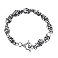 Men Bracelet, 316L Stainless Steel, plated, fashion jewelry, silver color, 7mm Approx 215 mm 
