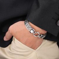 Men Bracelet, 316L Stainless Steel, plated, fashion jewelry, silver color, 13mm Approx 215 mm 