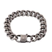 Men Bracelet, 316L Stainless Steel, plated, fashion jewelry, silver color, 12mm Approx 215 mm 