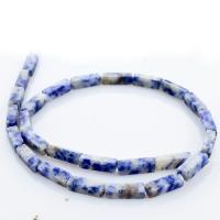 Blue Speckle Stone Beads, Rectangle, polished, DIY, blue 
