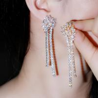 Fashion Fringe Earrings, Brass, with Cubic Zirconia, fashion jewelry 8.5CM x2CM 