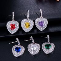 Cubic Zirconia Micro Pave Brass Earring, with Cubic Zirconia, fashion jewelry 2.5cm x1.3cm 