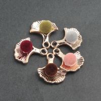 Acrylic Jewelry Pendant, with Flocking Fabric, Ginkgo Leaf & DIY 20*18*7mm 