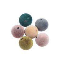 Acryl Schmuck Perlen, mit Beflockung Stoff, rund, unterschiedliche Farbe und Muster für die Wahl & DIY & verschiedene Größen vorhanden, keine, Bohrung:ca. 1mm, verkauft von PC
