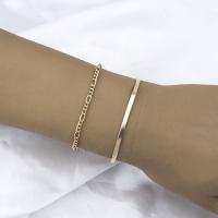 Fashion Zinc Alloy Bracelets, bracelet, plated, 2 pieces & fashion jewelry & for woman, golden 