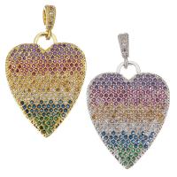 Cubic Zirconia Micro Pave Brass Pendant, Heart, plated, micro pave cubic zirconia Approx 3.5mm 