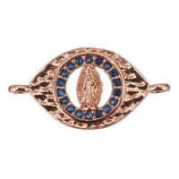 Cubic Zirconia Micro Pave Brass Connector, Evil Eye, rose gold color plated, micro pave cubic zirconia & hollow Approx 1.5mm 