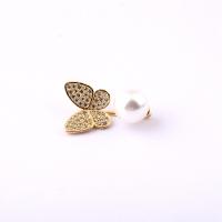 Broche de zircon cubique, laiton, papillon, bijoux de mode & pavé de micro zircon & pour femme, Or Vendu par PC