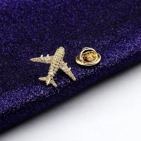 Cubic Zirconia Brooch, Brass, Airplane, fashion jewelry & micro pave cubic zirconia & for man, gold 