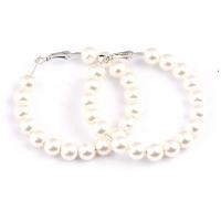 Perlas plásticas pendiente de aro, Joyería & diverso tamaño para la opción & para mujer, más colores para la opción, Vendido por Par