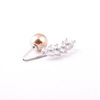 Kunststoff-Perlen-Brosche, Messing, mit Kunststoff Perlen, Modeschmuck & für Frau, keine, 22x10mm, verkauft von PC