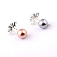 Plastic Pearl Brooch, fashion jewelry & for woman & with cubic zirconia 