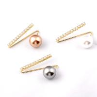 Plastic Pearl Brooch, fashion jewelry & for woman & with cubic zirconia 