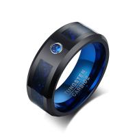 Tungsten Steel Finger Ring, fashion jewelry & for man & with cubic zirconia 