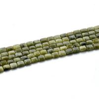 Einzelne Edelstein Perlen, Naturstein, Squaredelle, poliert, DIY, grün, 6x8mm, 46PCs/Strang, verkauft von Strang