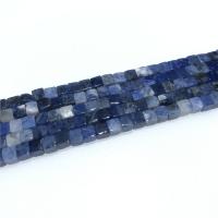 Abalorios de Sodalita, Cuadrado, pulido, Bricolaje, azul, 4x4mm, 90PCs/Sarta, Vendido por Sarta