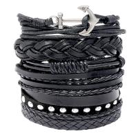 Faux cuir Set de bracelet, Bracelet, avec alliage de zinc, Placage, 6 pièces & bijoux de mode & unisexe, 60mm, Vendu par fixé