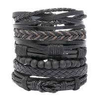 Faux Leather Bracelet Set, bracelet, plated, 6 pieces & fashion jewelry & Unisex, 60mm 