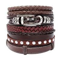 Faux Leather Bracelet Set, with Zinc Alloy, plated, 5 pieces & hardwearing & Unisex, 60mm 