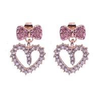 Zinc Alloy Rhinestone Drop Earring, Heart, fashion jewelry & for woman & with rhinestone 