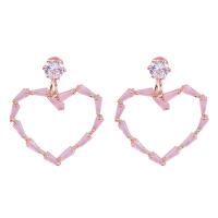 Zinc Alloy Drop Earring, Heart, fashion jewelry & for woman & with cubic zirconia 
