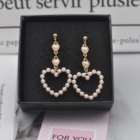 Zink Legierung Tropfen Ohrring, Zinklegierung, mit Kunststoff Perlen, Modeschmuck, Goldfarbe, 5.5cm, verkauft von Paar