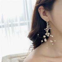 Zinc Alloy Rhinestone Drop Earring, with Rhinestone, fashion jewelry, gold, 8.8cm 