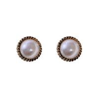 Zinc Alloy Stud Earring, with Plastic Pearl, fashion jewelry, gold, 2.6cm 
