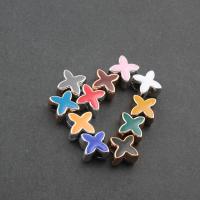 Schmelz Acryl Perlen, Kreuz, unterschiedliche Farbe und Muster für die Wahl & DIY, keine, 11*11*8mm, Bohrung:ca. 5mm, verkauft von PC