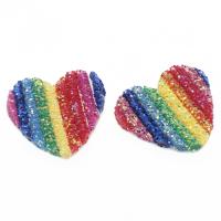 Hair Clip Cabochon Finding, Resin, Heart, DIY, multi-colored, 46*50*6mm 
