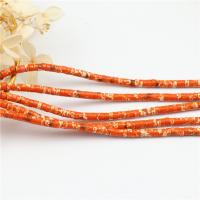 Synthetische Türkis Perlen, flache Runde, poliert, DIY, orange, 2x4mm, verkauft von Strang