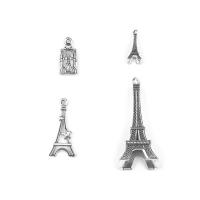 Colgante de la aleación del cinc, aleación de zinc, Torre Eiffel, chapado en color de plata antigua, Vintage & Bricolaje & más tamaños para la opción, 200PCs/Bolsa, Vendido por Bolsa
