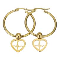 Stainless Steel Hoop Earring, gold color plated, for woman & hollow  
