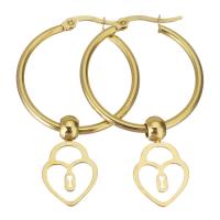Stainless Steel Hoop Earring, gold color plated, for woman & hollow  