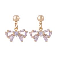 Cubic Zirconia Micro Pave Brass Earring, Bowknot, fashion jewelry & for woman & with cubic zirconia 
