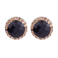 Zinc Alloy Rhinestone Stud Earring, fashion jewelry & for woman & with rhinestone, black 
