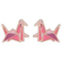 Enamel Zinc Alloy Stud Earring, Thousand Origami Cranes, fashion jewelry & for woman 