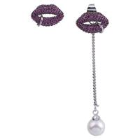 Asymmetric Earrings, Zinc Alloy, with Plastic Pearl, fashion jewelry & for woman 