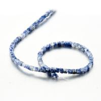 Single Gemstone Beads, Blue Speckle Stone,  Square, polished, DIY, blue 