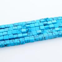 Synthetische Türkis Perlen, Schwarz Vein Türkis, Quadrat, poliert, DIY, blau, 4x4mm, 86PCs/Strang, verkauft von Strang